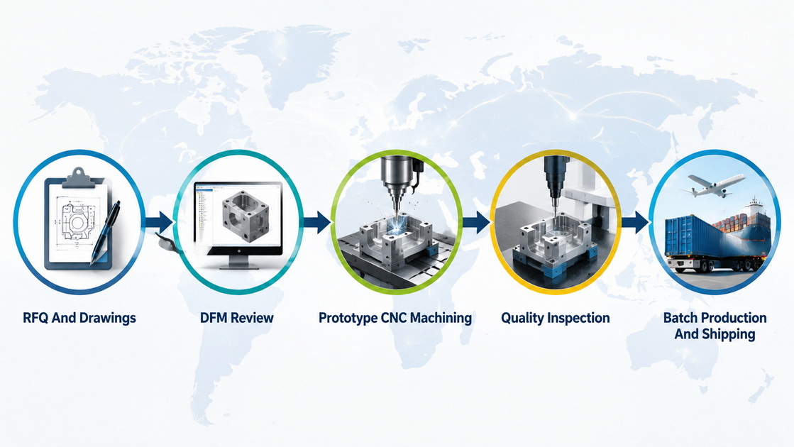 OEM ODM CNC Project Workflow Flujo de trabajo del proyecto OEM ODM CNC
