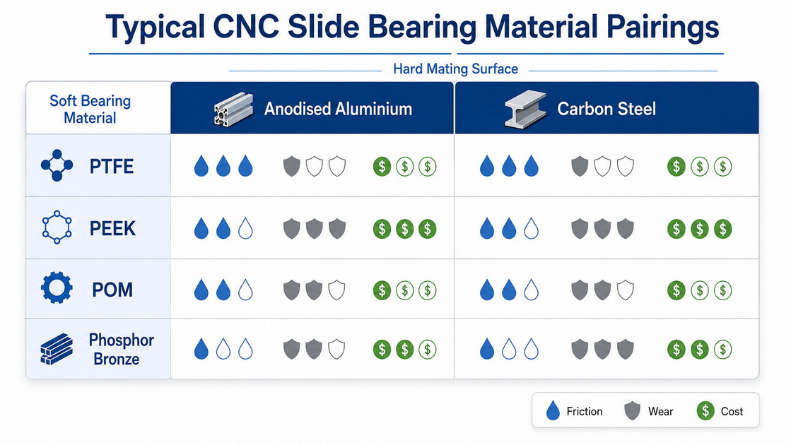 Low Friction Material Pairing Matrix