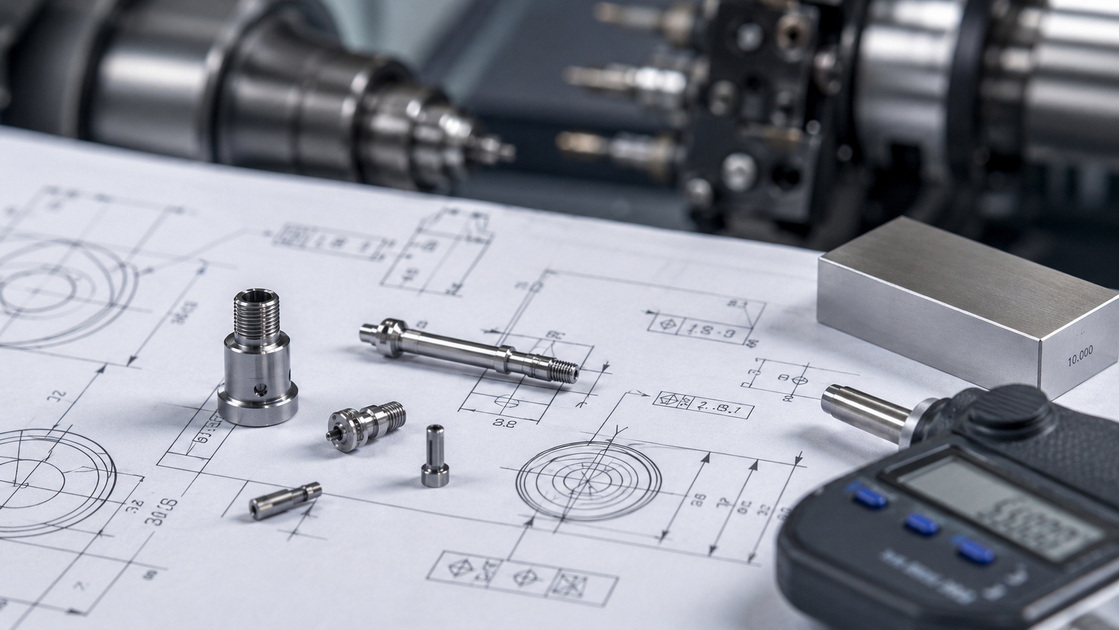 Precision Swiss Machined Components Close Up