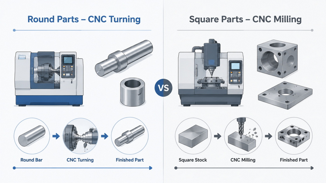 Round Vs Square Machining Infographic
